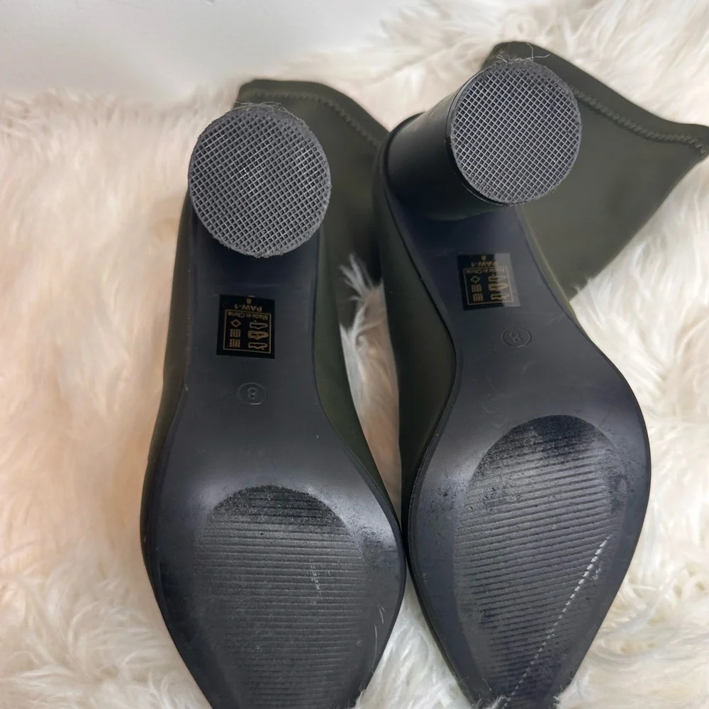 !!SOLD!! Olive Green Stretch Ankle Bootie - Picture 5 of 5